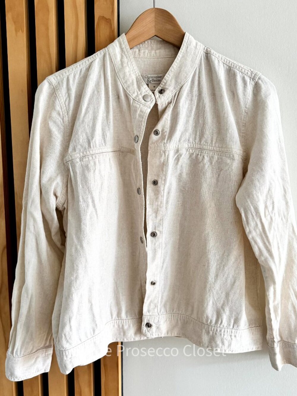 Christopher & Banks Cream Snap Button Linen Jacket (M)